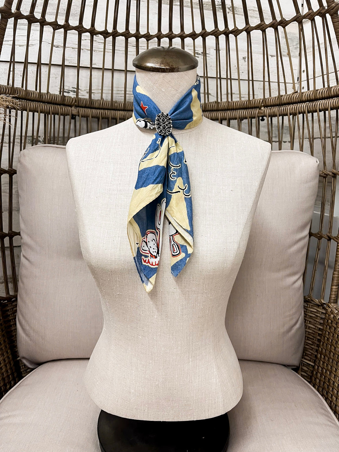 XOXO Art & Co | Star Cowboys Bandana Scarf in Cream and Blue