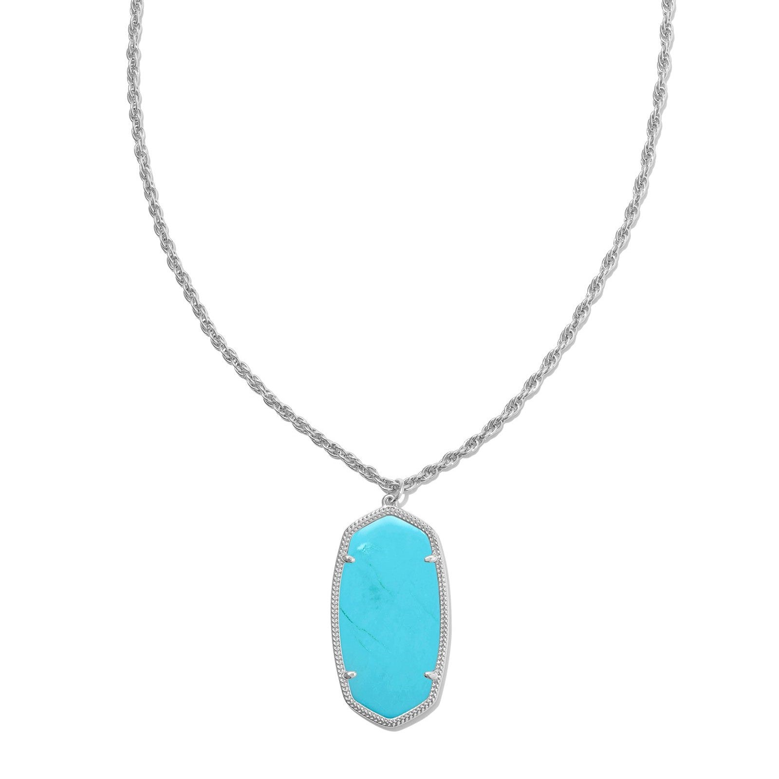 Kendra Scott | Rae Silver Long Pendant Necklace in Variegated Turquoise Magnesite - Giddy Up Glamour Boutique