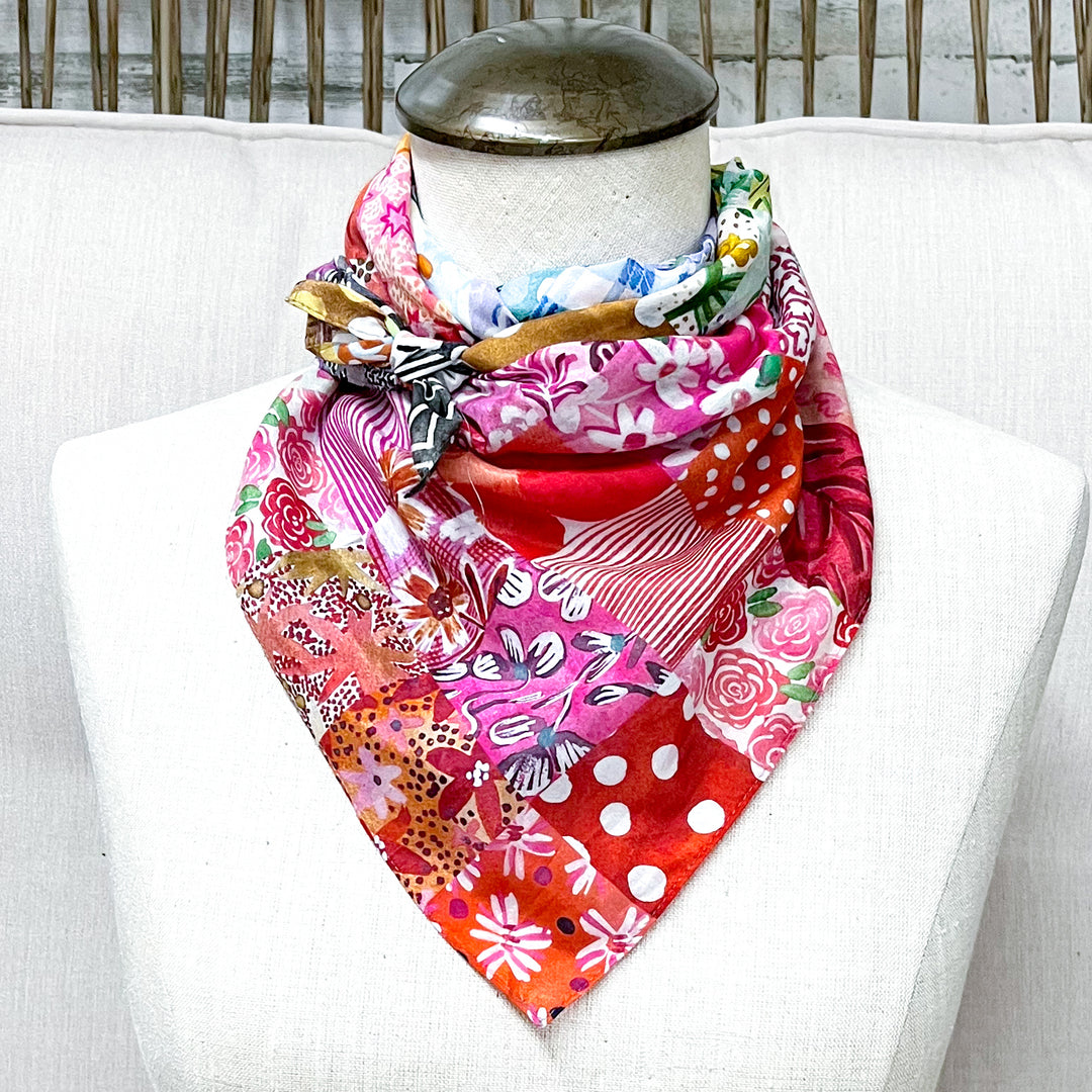 XOXO Art &amp; Co | Vintage Feedsack Shorty Wild Rag Scarf in Multicolor