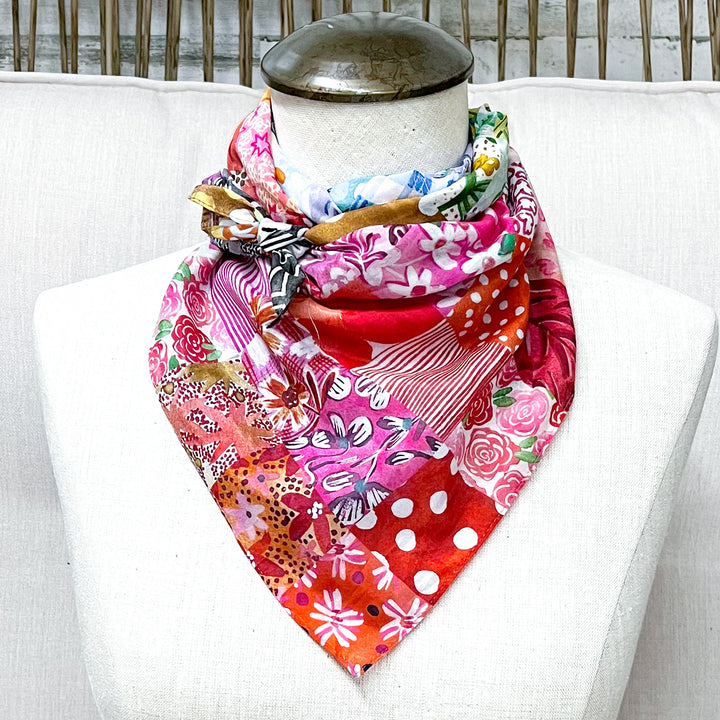 XOXO Art &amp; Co | Vintage Feedsack Shorty Wild Rag Scarf in Multicolor