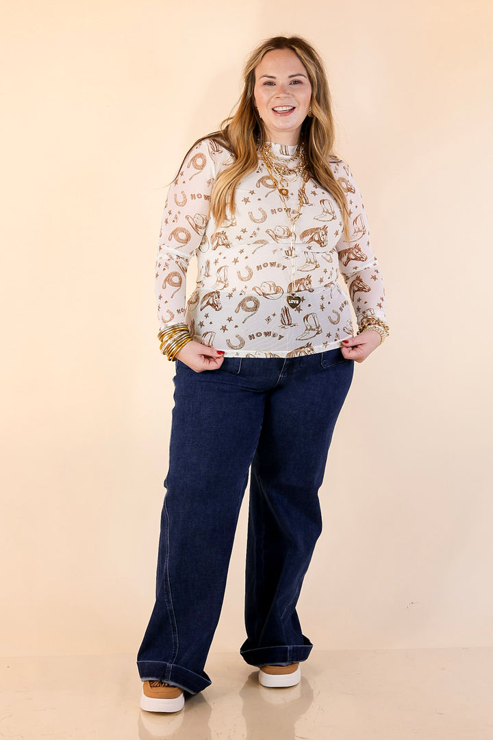 Judy Blue | Front and Center Front Patch Pocket Retro Wide Leg Trouser Jean in Dark Wash