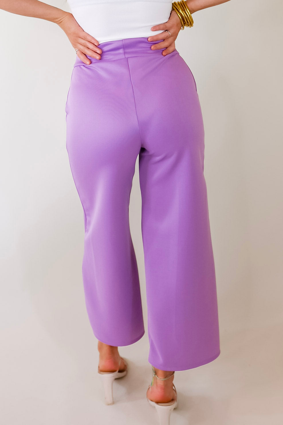 Do A Double Take Front Pleated Pants in Lavender Purple - Giddy Up Glamour Boutique