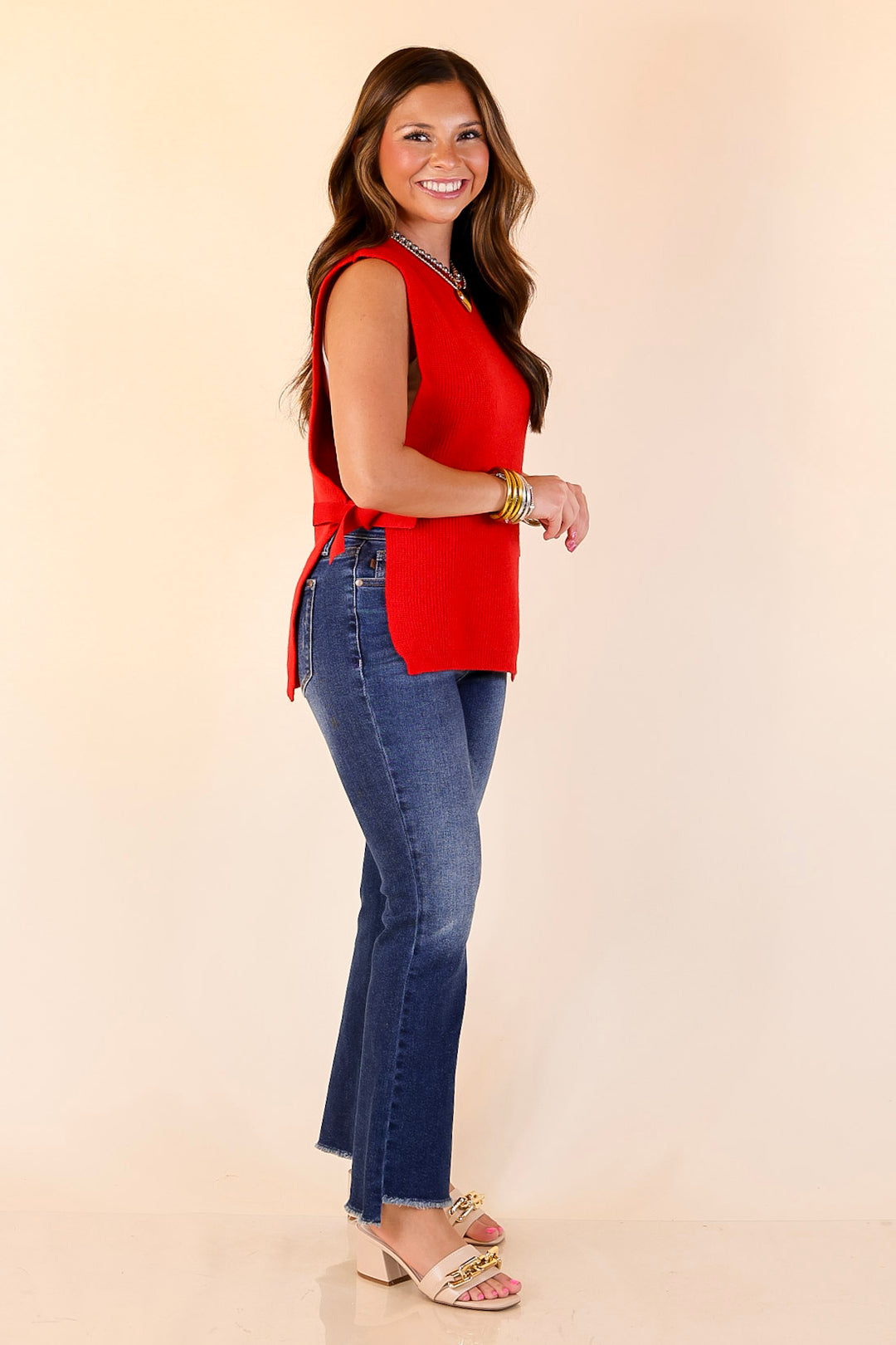 Tied and True Knit Sweater with Side Ties in Red