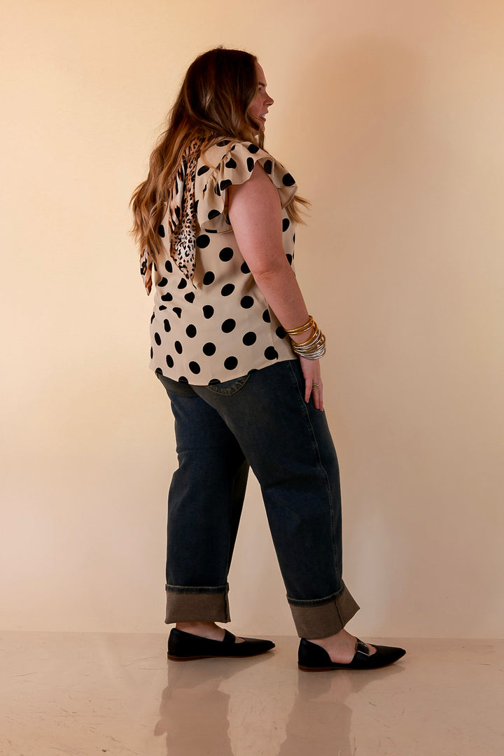 Judy Blue | Never Miss Marlow Arc Relaxed Wide Leg Barrel Jeans with Hollywood Waistband and Double Buttons in Vintage Dark Wash