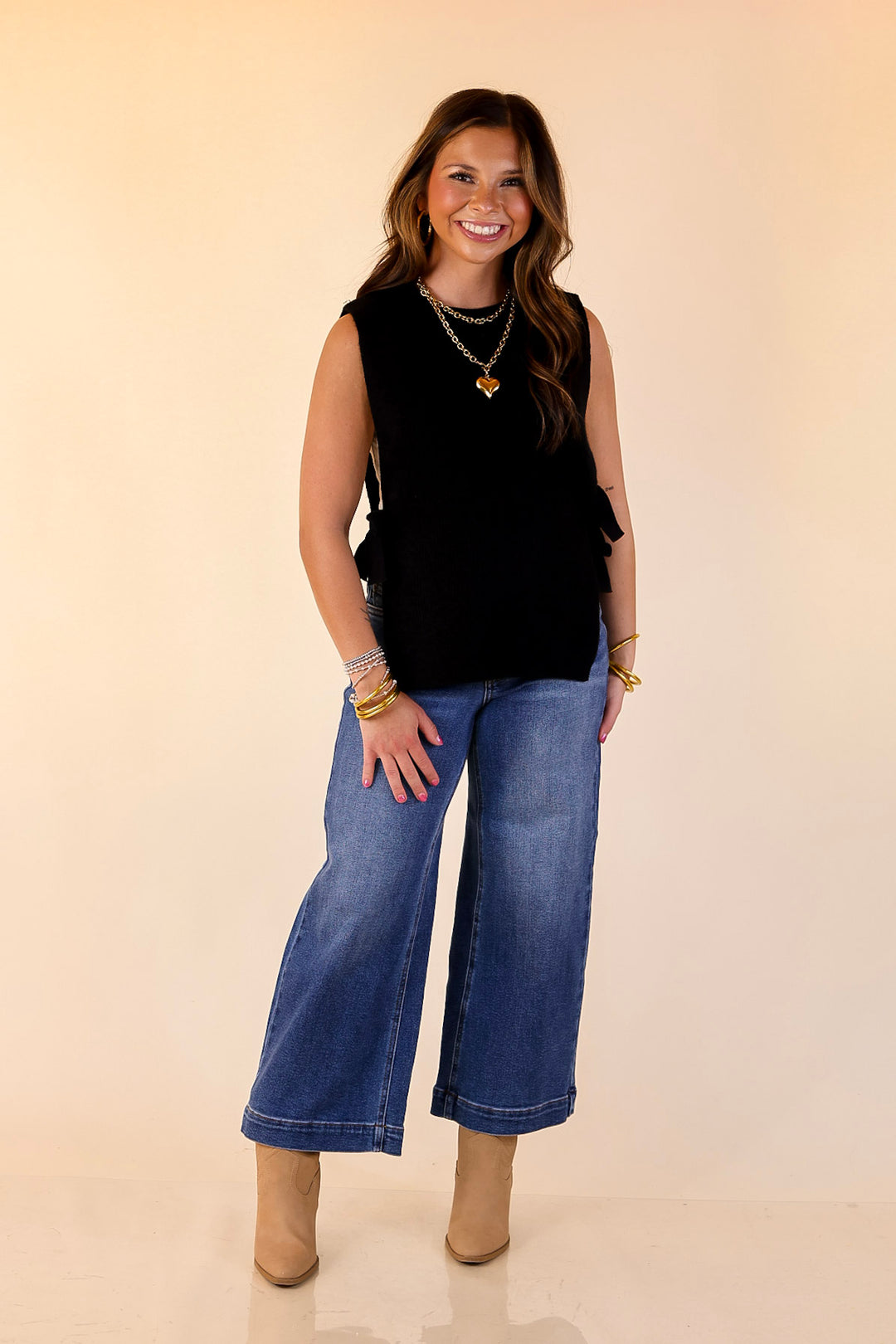 Tied and True Knit Sweater with Side Ties in Black