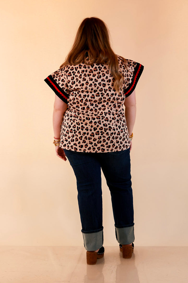 Simply Southern | Unapologetically Wild Leopard Print Contrast Trim with Velvet Details in Tan, Black and Red