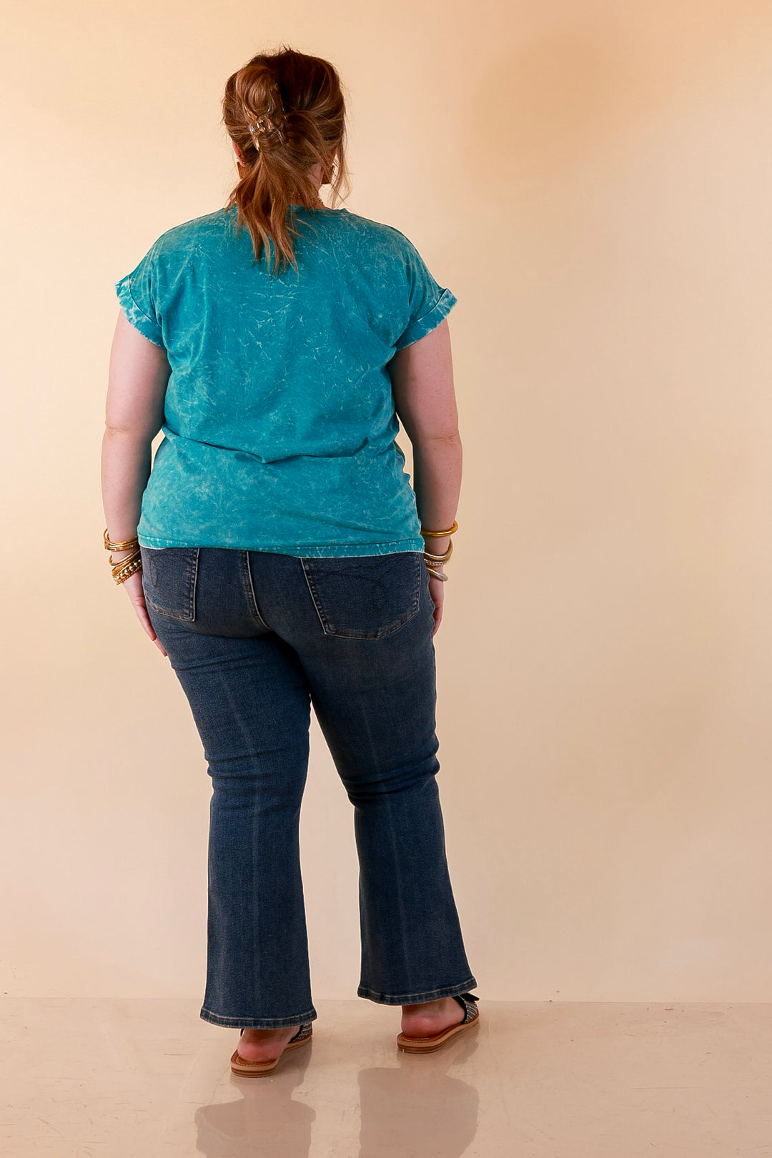 Chic Made Easy Short Sleeve Shirt in Teal Blue