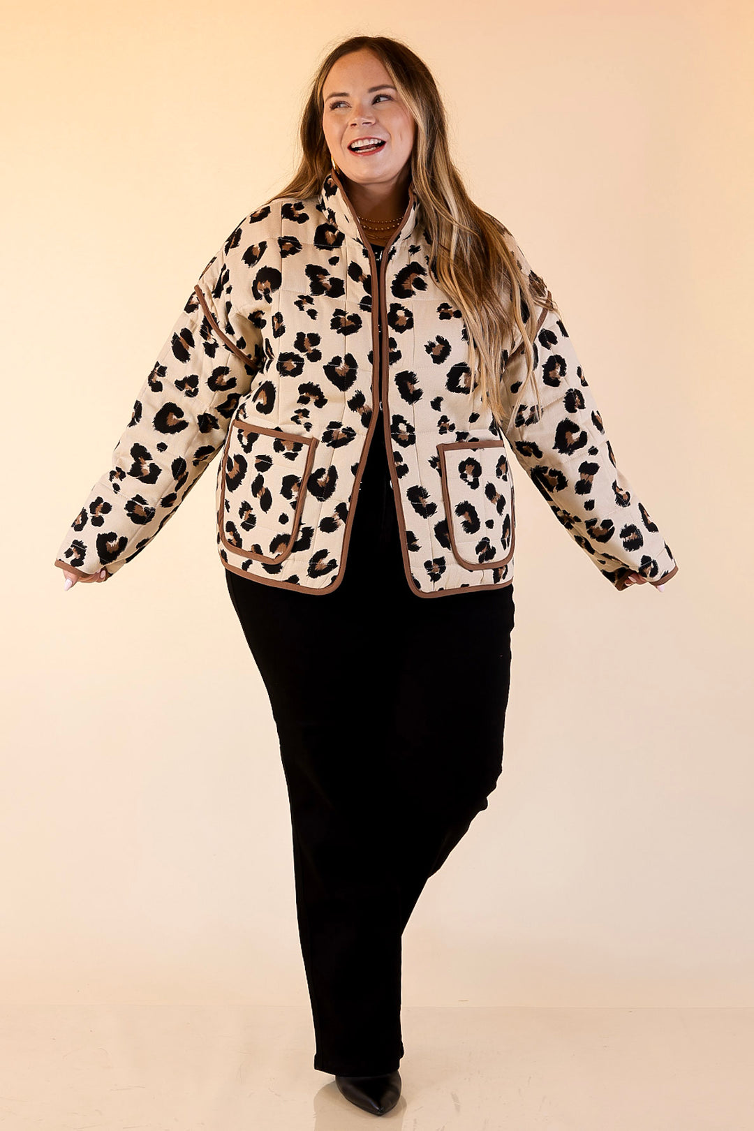 Spotted in Style Quilted Leopard Print Jacket in Cream