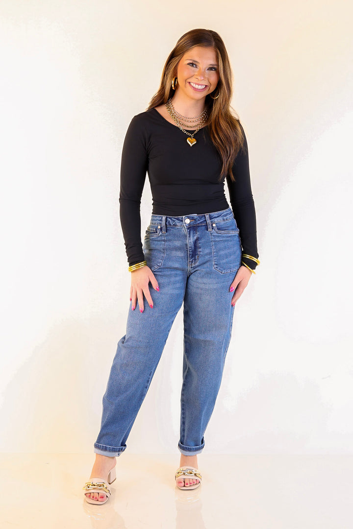 Judy Blue | Feeling Posh Soft Barrel Denim Jean in Dark Wash