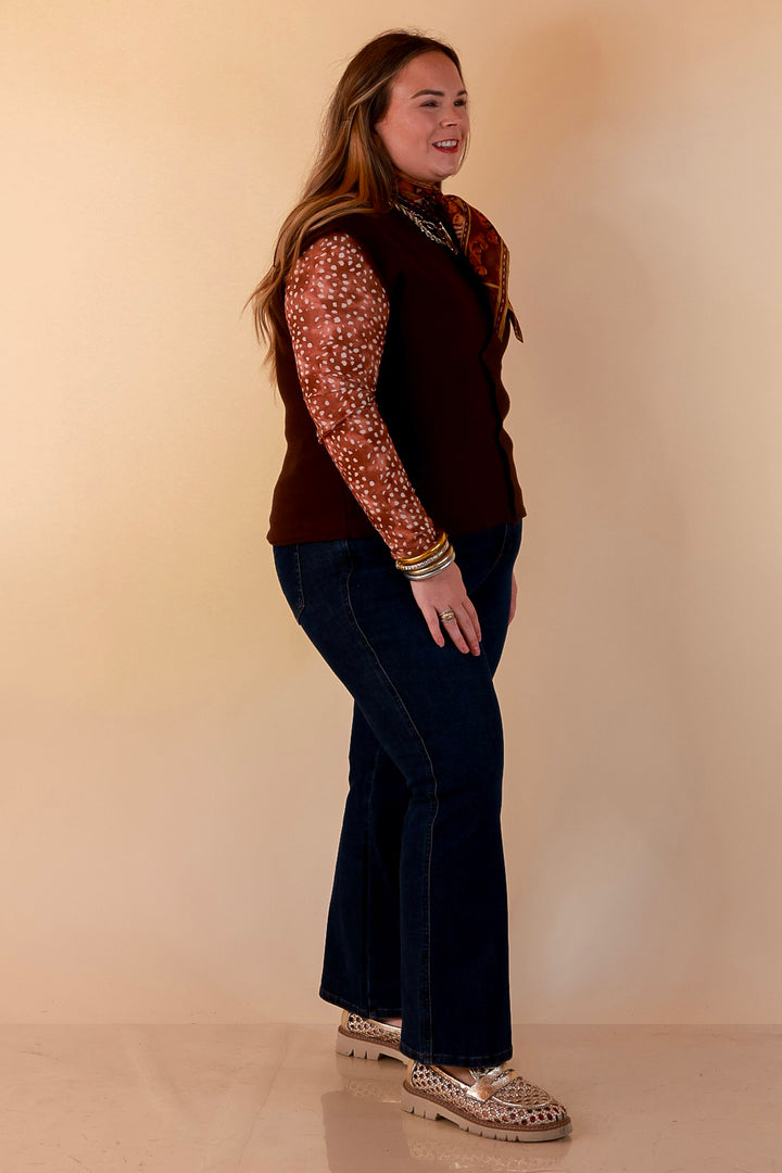 Always a Favorite Crew Neck Front Seam Sweater Knit Top in Chocolate Brown