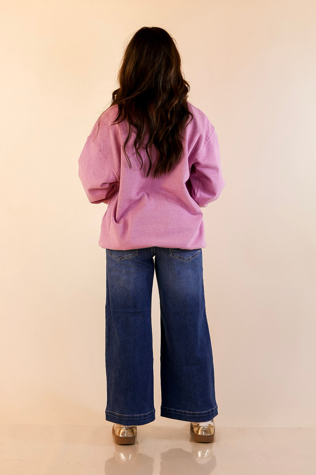 Simply Southern | Peppermint Wishes Santa Graphic Crewneck Sweatshirt in Bubblegum Pink