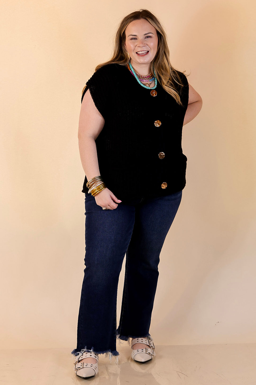 Risen | Effortless Essential Ankle Length Crop Destroyed Hem Straight Slim Jean in Dark Wash