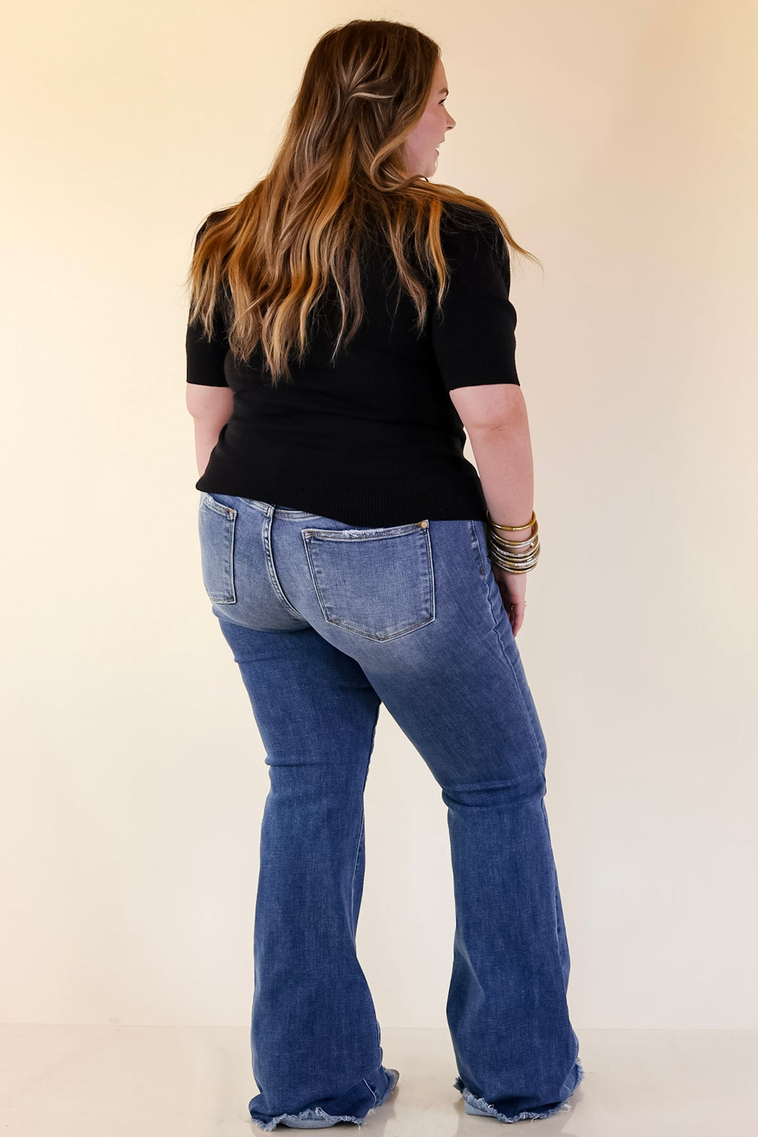 Judy Blue | The Statement Pair Button Fly Flare Jean in Medium Wash