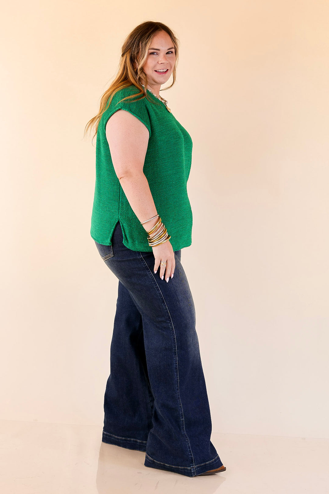 Forever Favorite Oversized Crew Neck Sweater Vest in Kelly Green