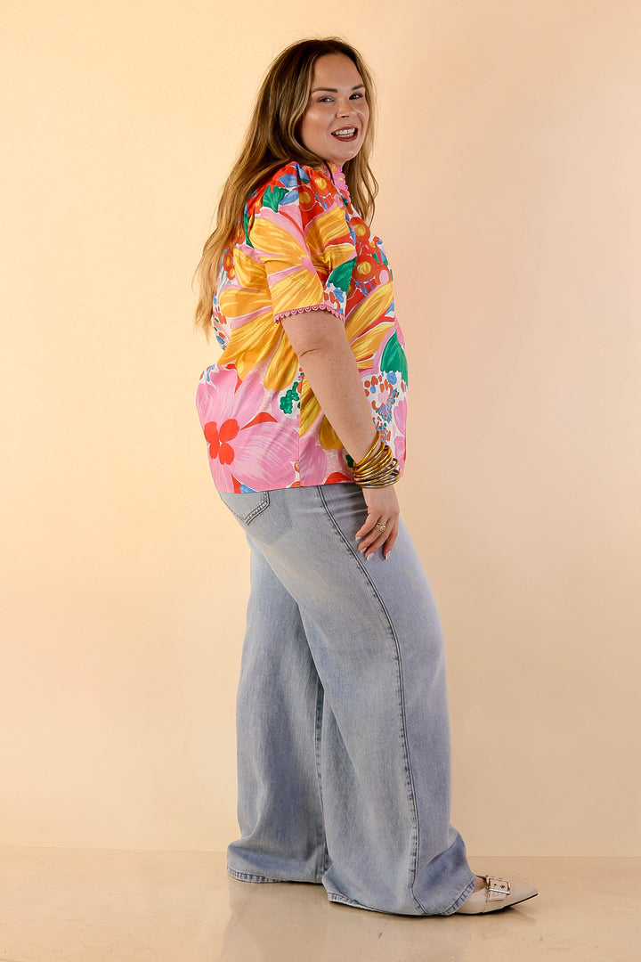 Judy Blue | Smooth Moves Wide Leg Palazzo Featherweight Elastic Waistband Jeans in Light Wash