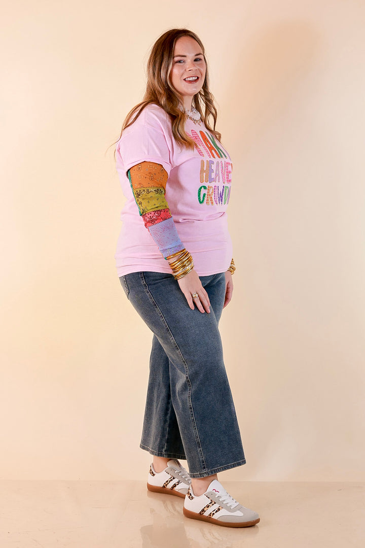 I Saved You A Seat "Make Heaven Crowded" Faith Printed Short Sleeve Graphic Tee in Light Pink