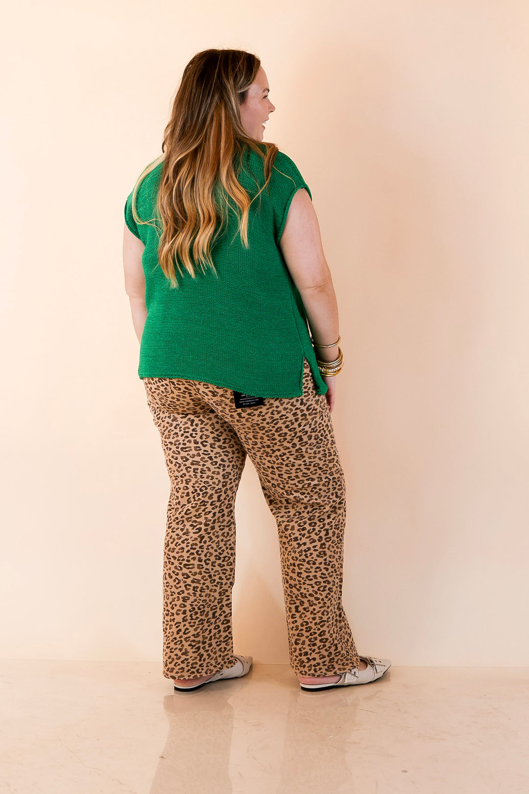 Risen | Effortlessly Wild Leopard Print Cropped Slim Straight Jeans in Camel Brown
