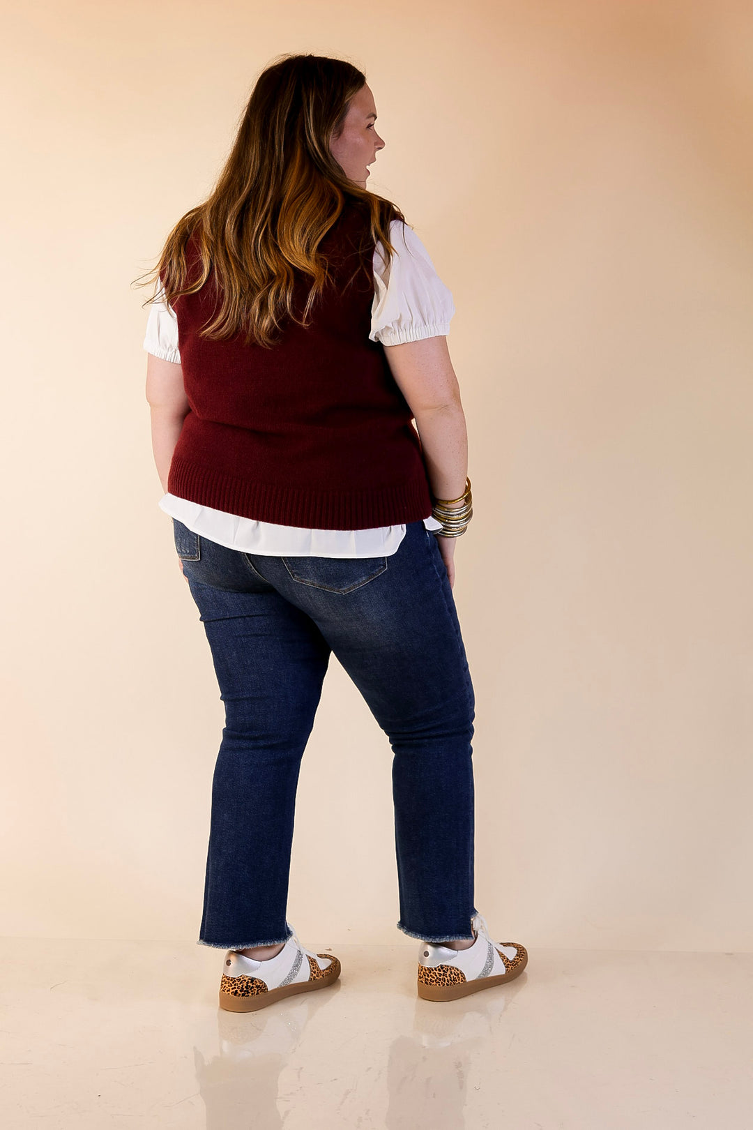 Vested Interest Knit V Neck Sweater Vest in Maroon