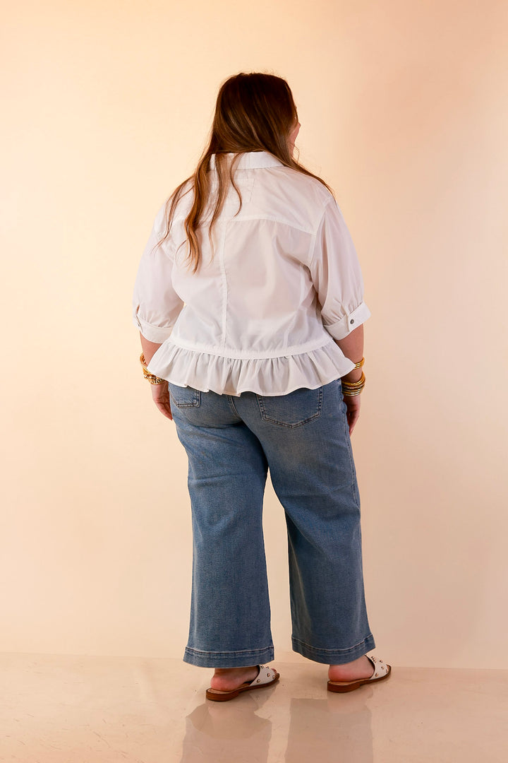 Judy Blue | Everyday Poise Cropped Wide Leg Trouser Denim Jeans in Light Wash