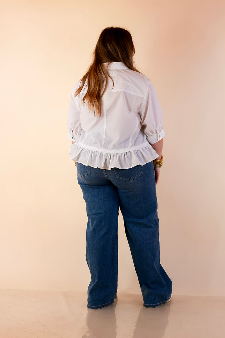 Judy Blue | Go With Everything Double Button Fly Wide Leg Column Trouser Jean in Medium Wash