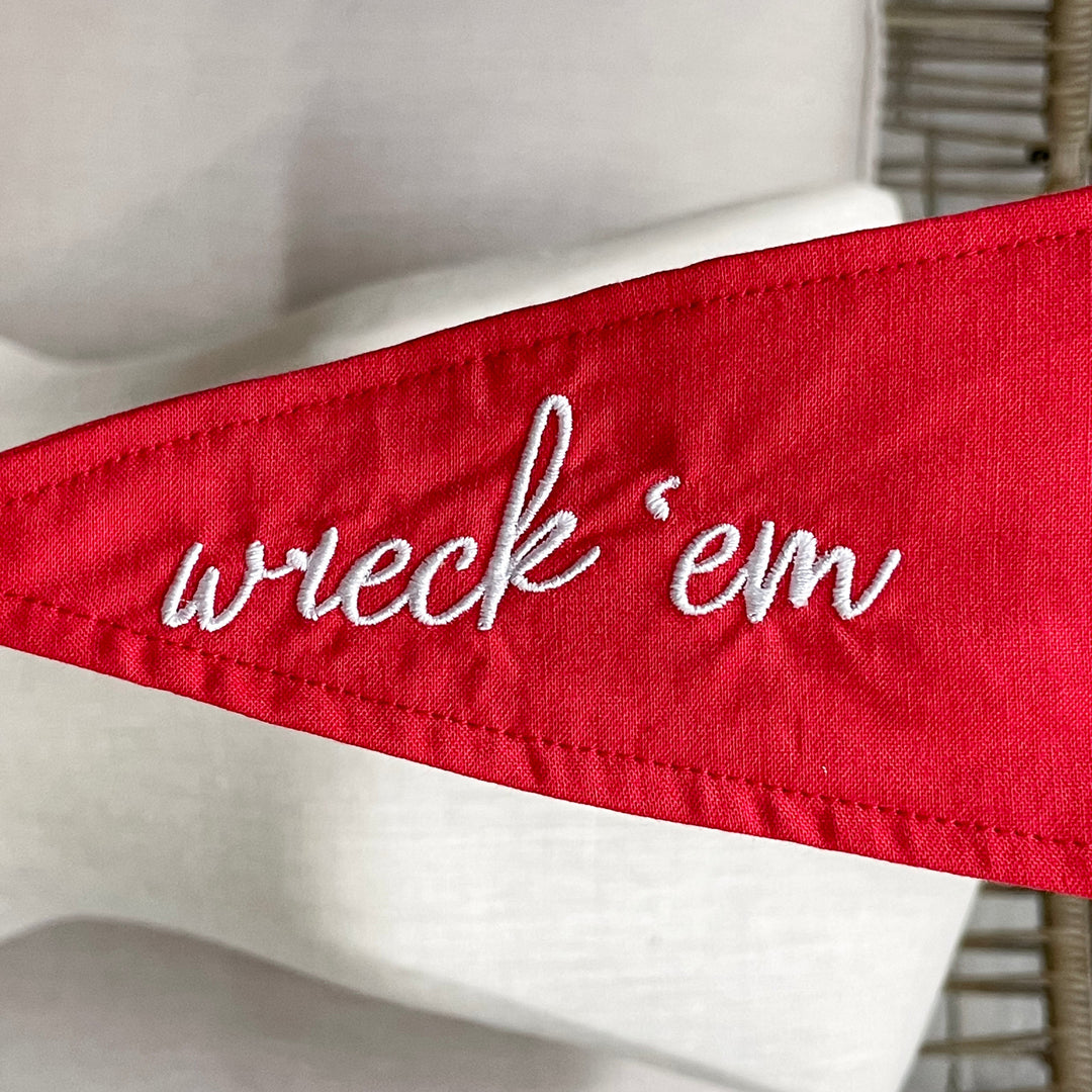 Wreck'Em Embroidered Ascot Scarf in Red