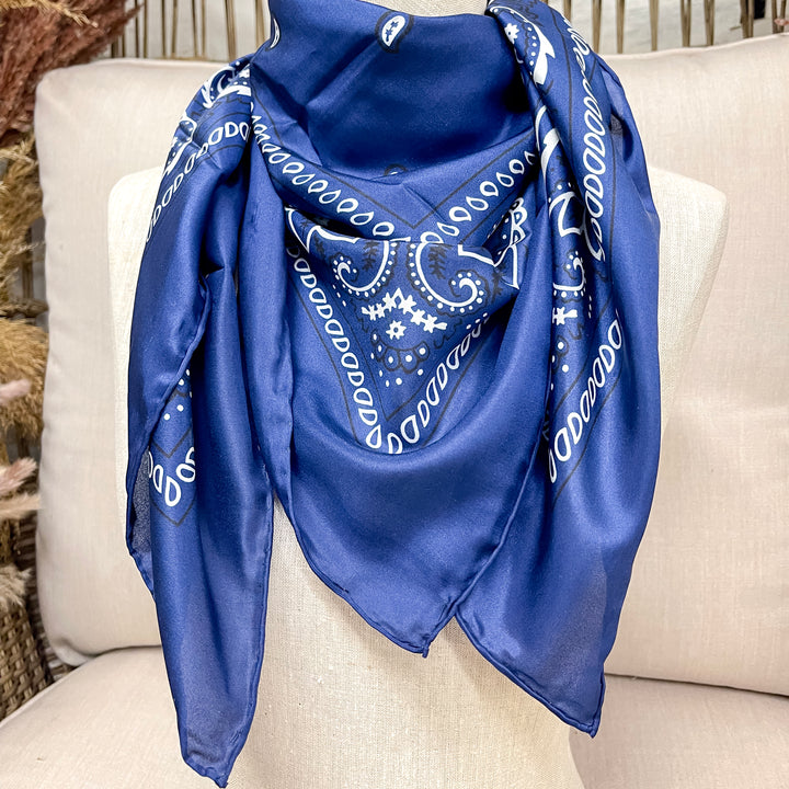 Wyoming Traders | Bandana Silk Wild Rag in Navy Blue