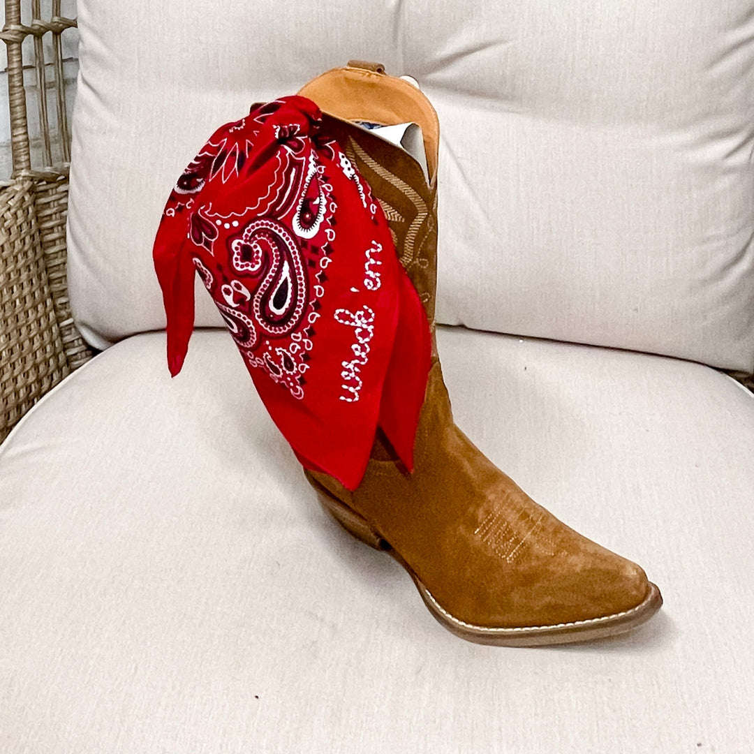 Wreck'Em Embroidered Bandana in Red
