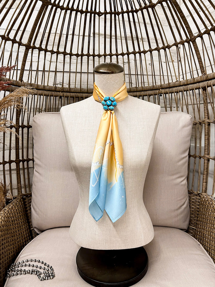 KB's Canvas | Le Jewel Jewelry Print Scarf in Yellow and Blue
