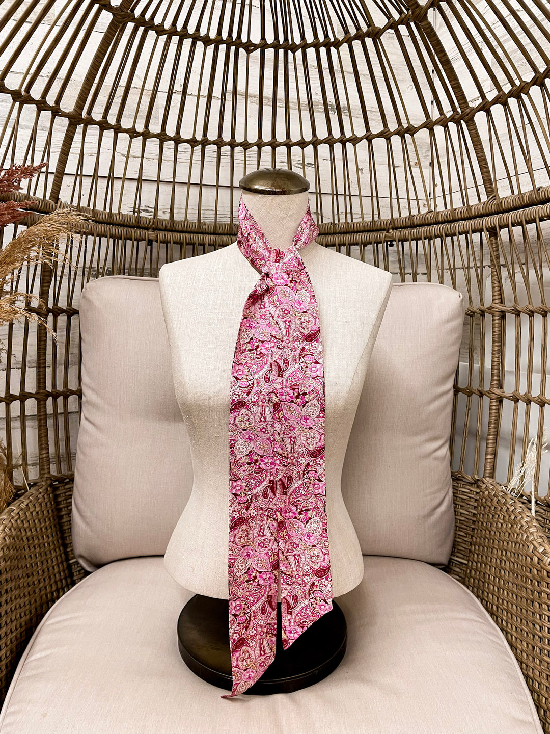 Wyoming Traders | Frontier Paisley Print Silk Twilly Scarf in Pink