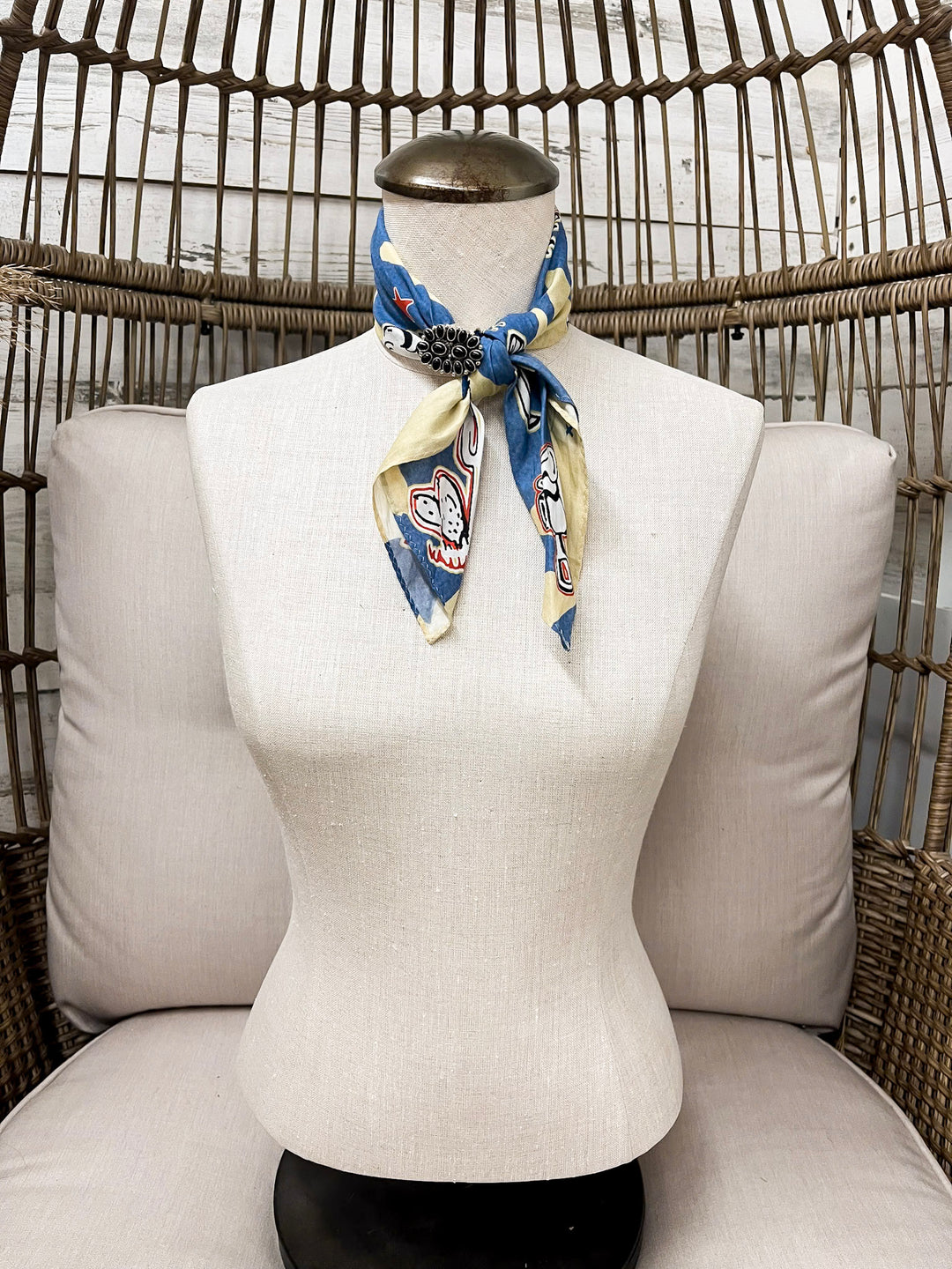 XOXO Art & Co | Star Cowboys Bandana Scarf in Cream and Blue