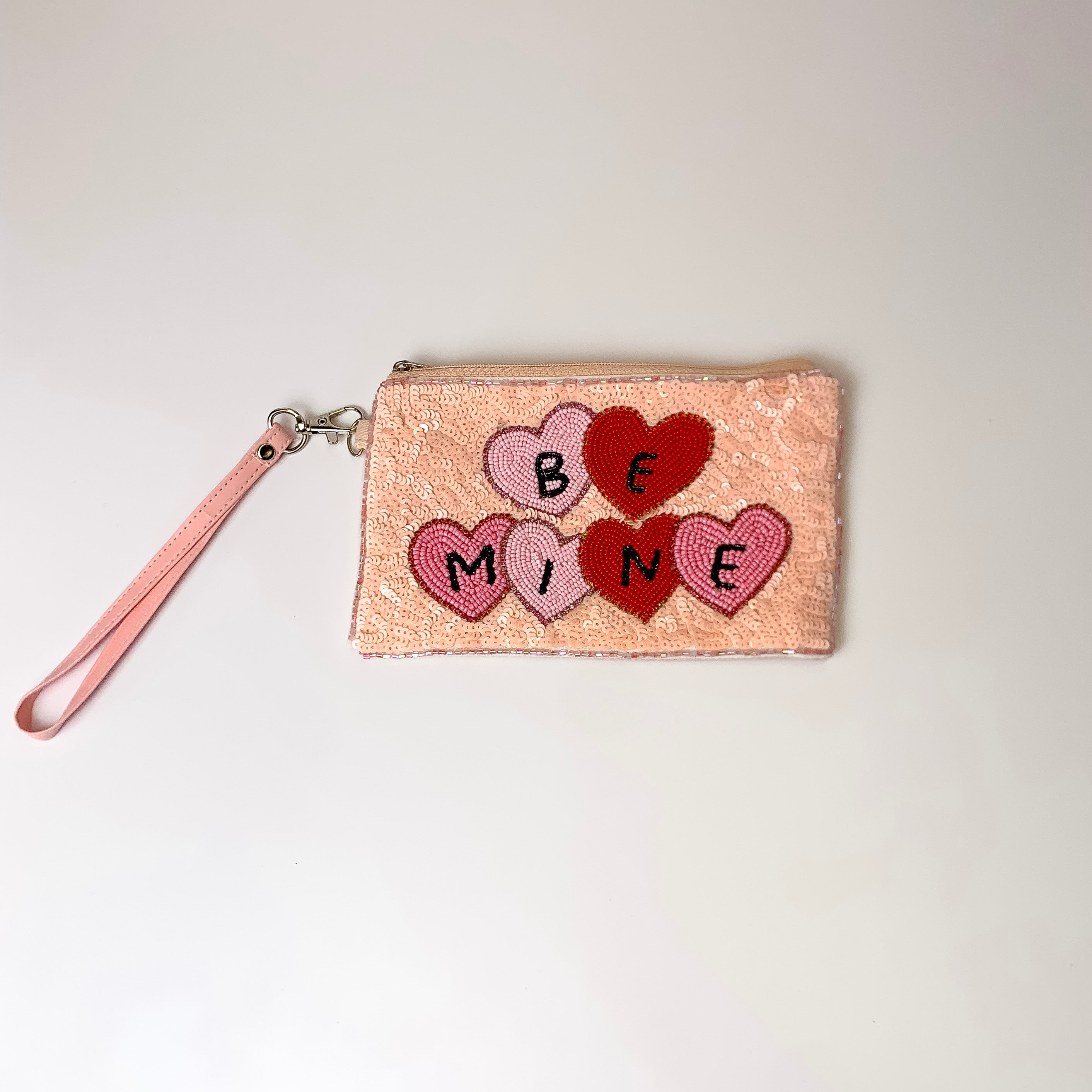 Be Mine Pink Seed Bead Wristlet Coin Purse - Giddy Up Glamour Boutique