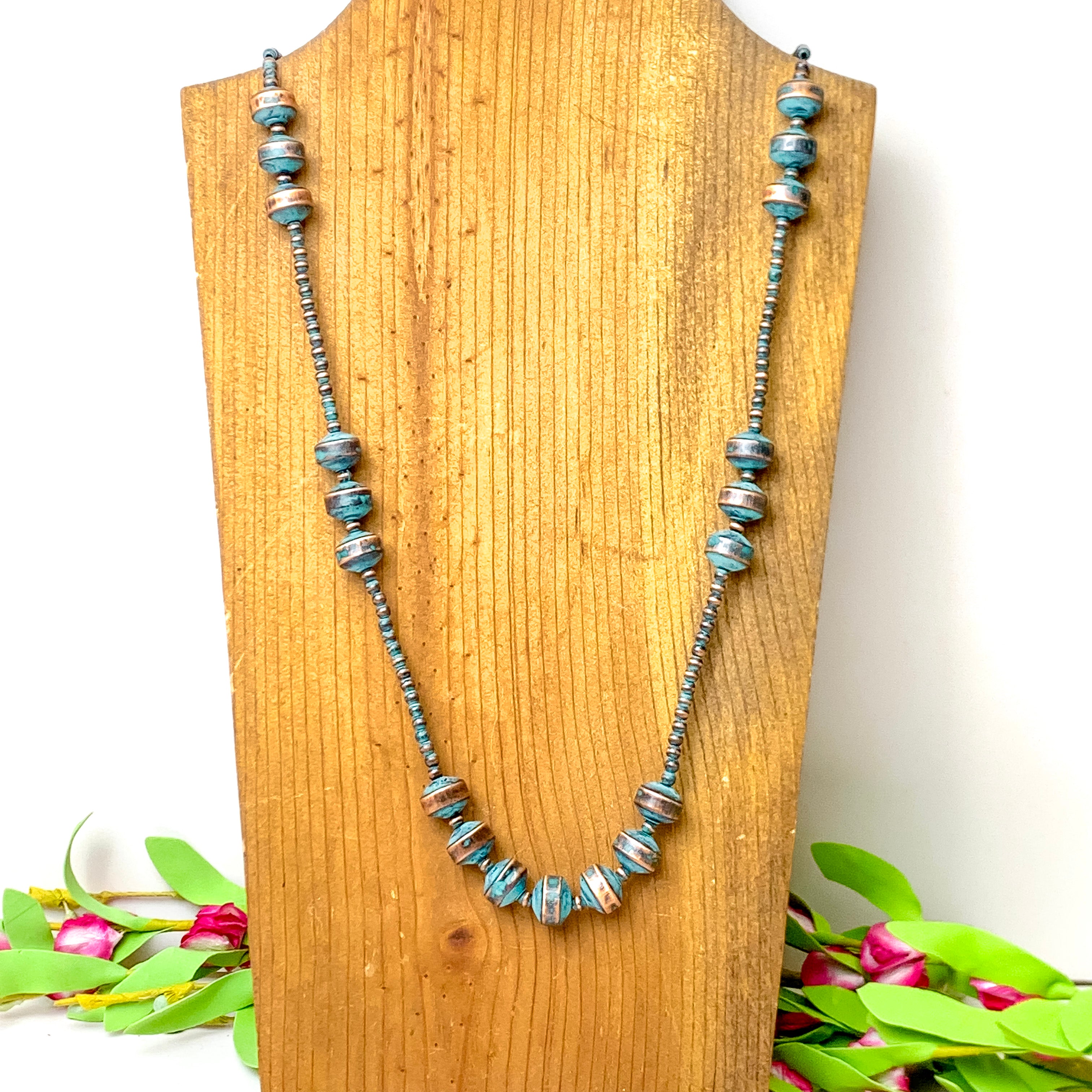 Faux Navajo Pearl and Rondelle Necklace in Patina Tone - Giddy Up Glamour Boutique