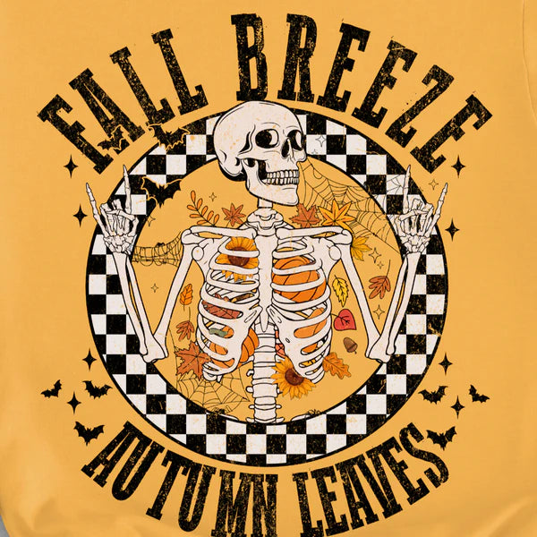 Online Exclusive | Fall Breeze Skeleton Graphic on Short Sleeve Tee in Mustard Yellow