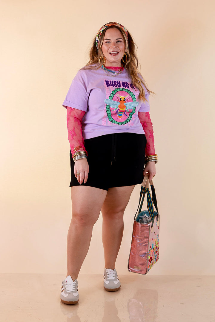 Sweet as Honey "Busy as a Bee" Short Sleeve Graphic Tee in Lavender Purple