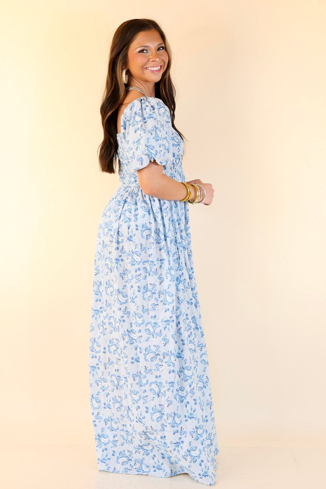 light blue puff sleeve maxi dress Milo Maxi