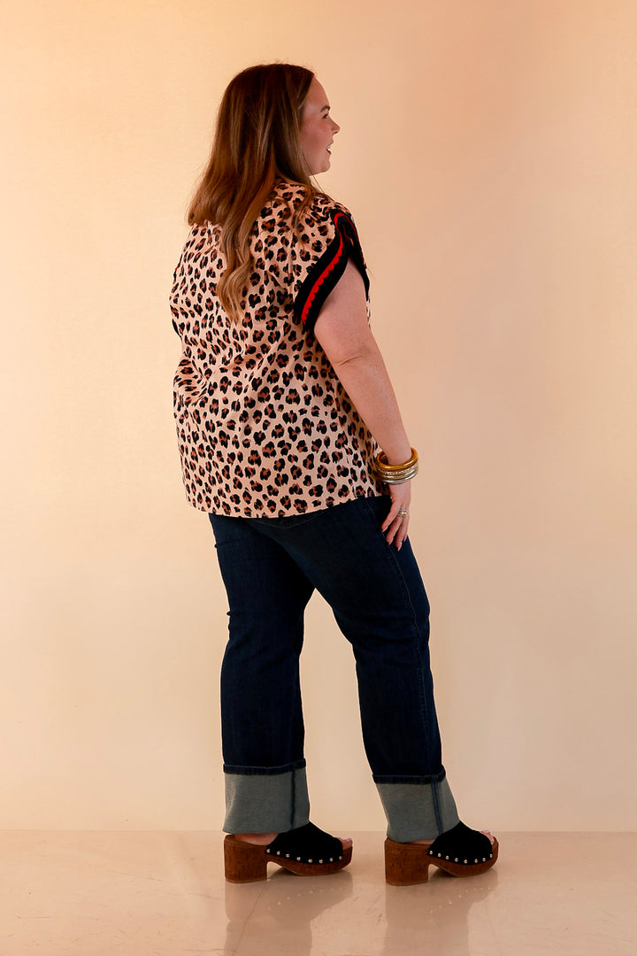 Simply Southern | Unapologetically Wild Leopard Print Contrast Trim with Velvet Details in Tan, Black and Red