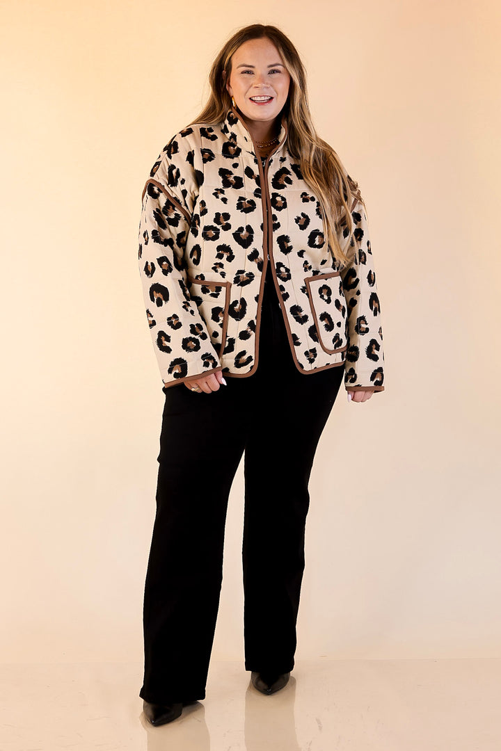 Spotted in Style Quilted Leopard Print Jacket in Cream