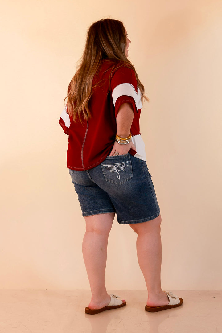 L&amp;B | Meet Me in Cheyenne Bermuda Denim Shorts in Medium Stone Wash
