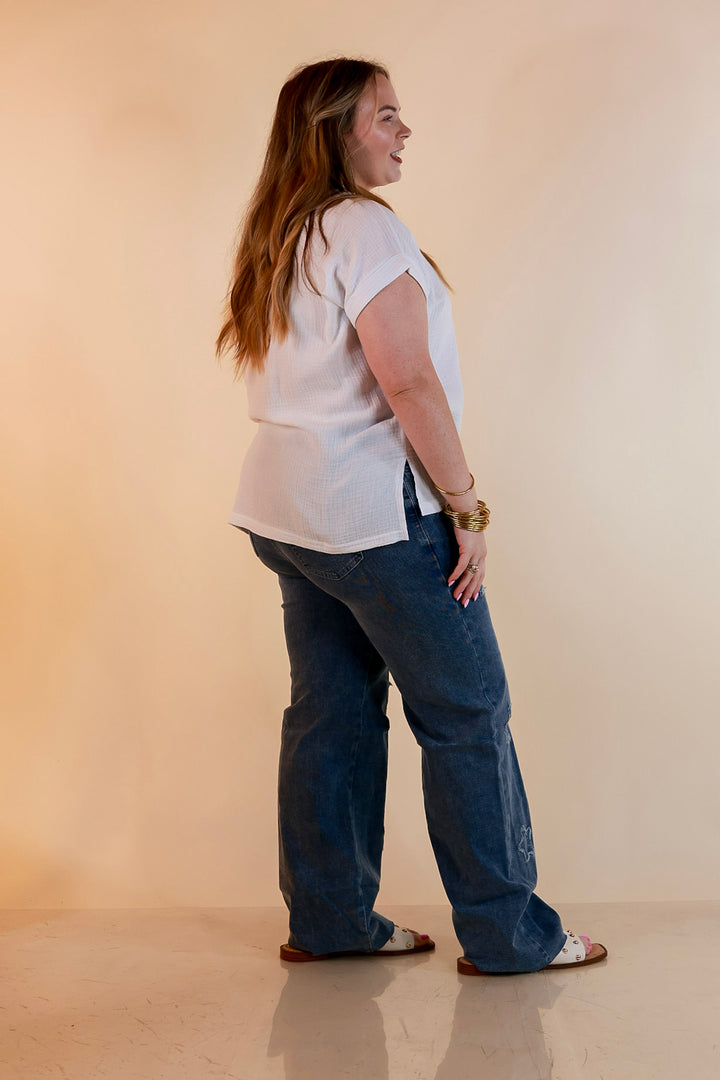 Simply Southern | Star of the Show Straight Leg Denim Jeans with Star Patch Detailing in Medium Wash