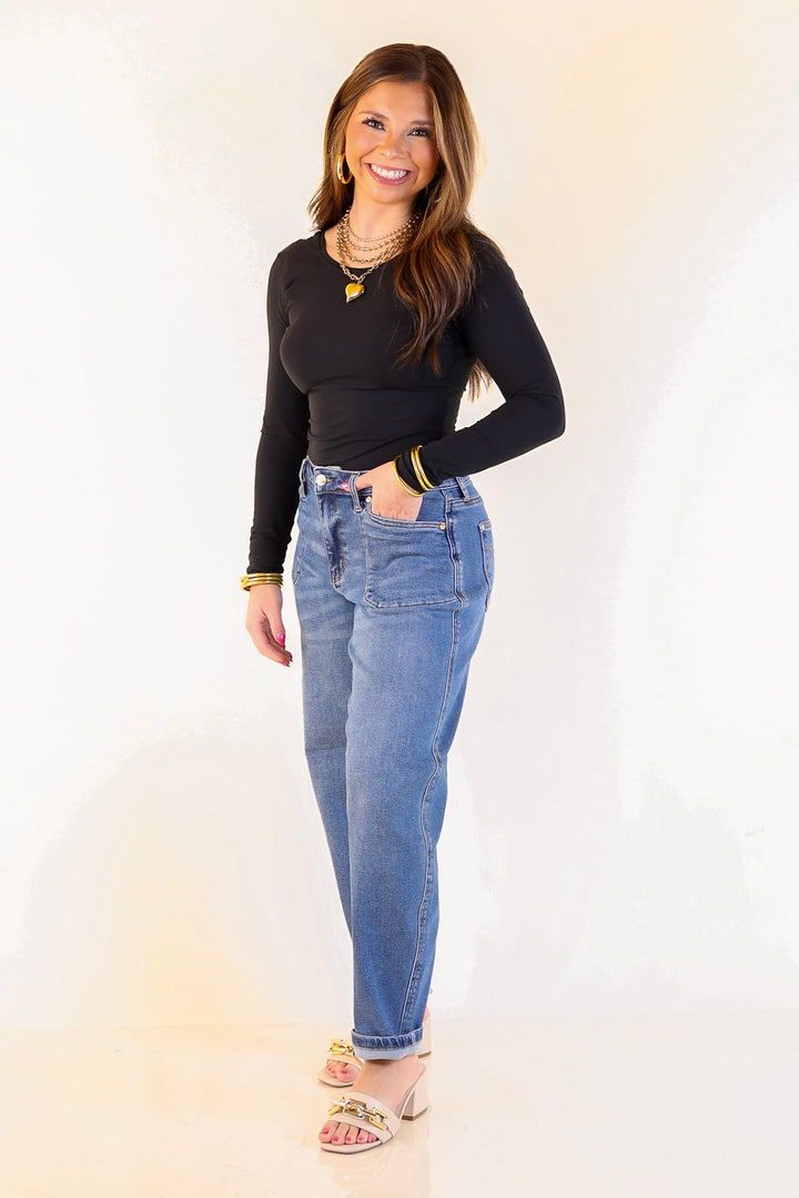 Judy Blue | Feeling Posh Soft Barrel Denim Jean in Dark Wash