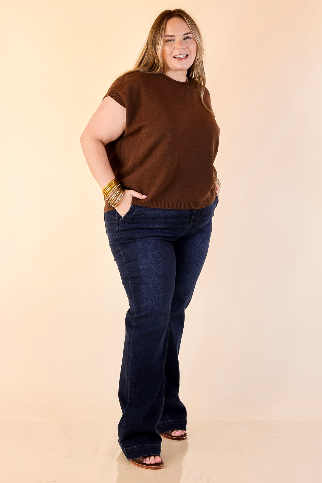 Judy Blue | Set the Standard Double Button Fly Wide Leg Trouser Jean in Dark Wash