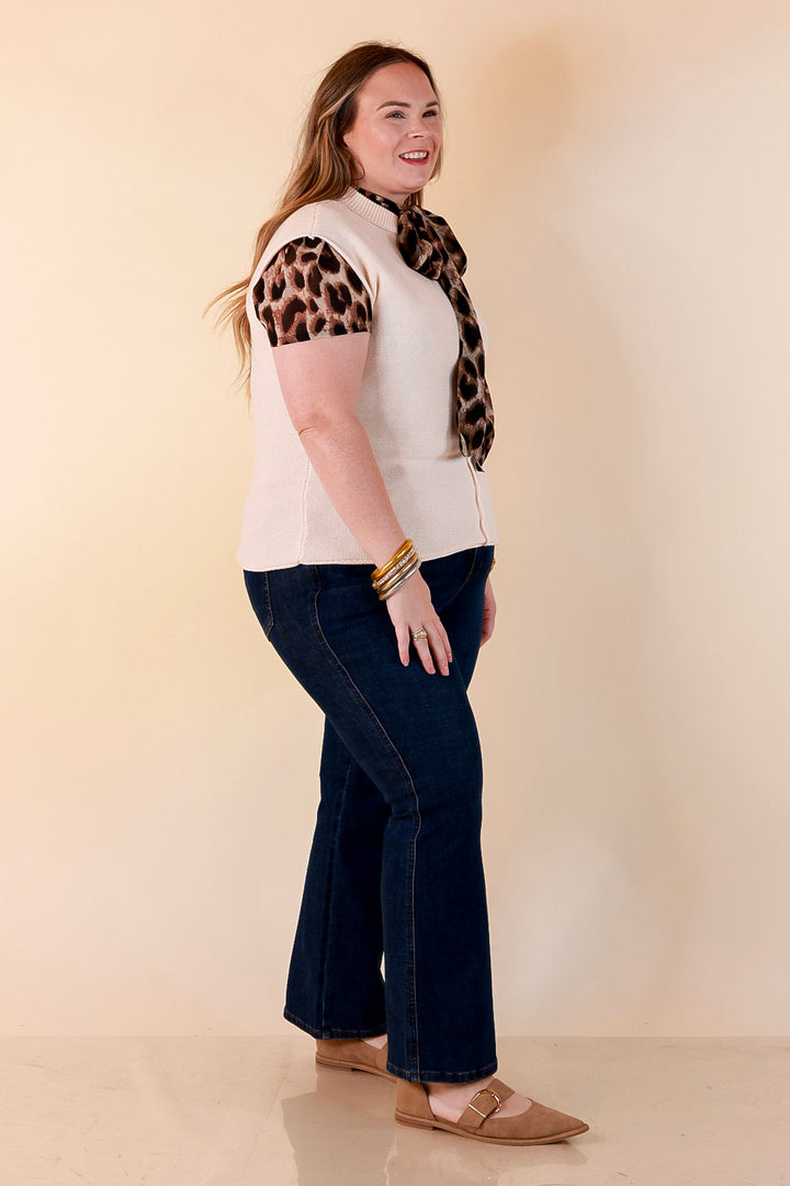 Always a Favorite Crew Neck Front Seam Sweater Knit Top in Ivory