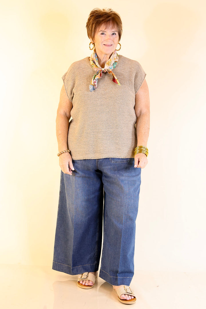 Forever Favorite Oversized Crew Neck Sweater Vest in Light Mocha