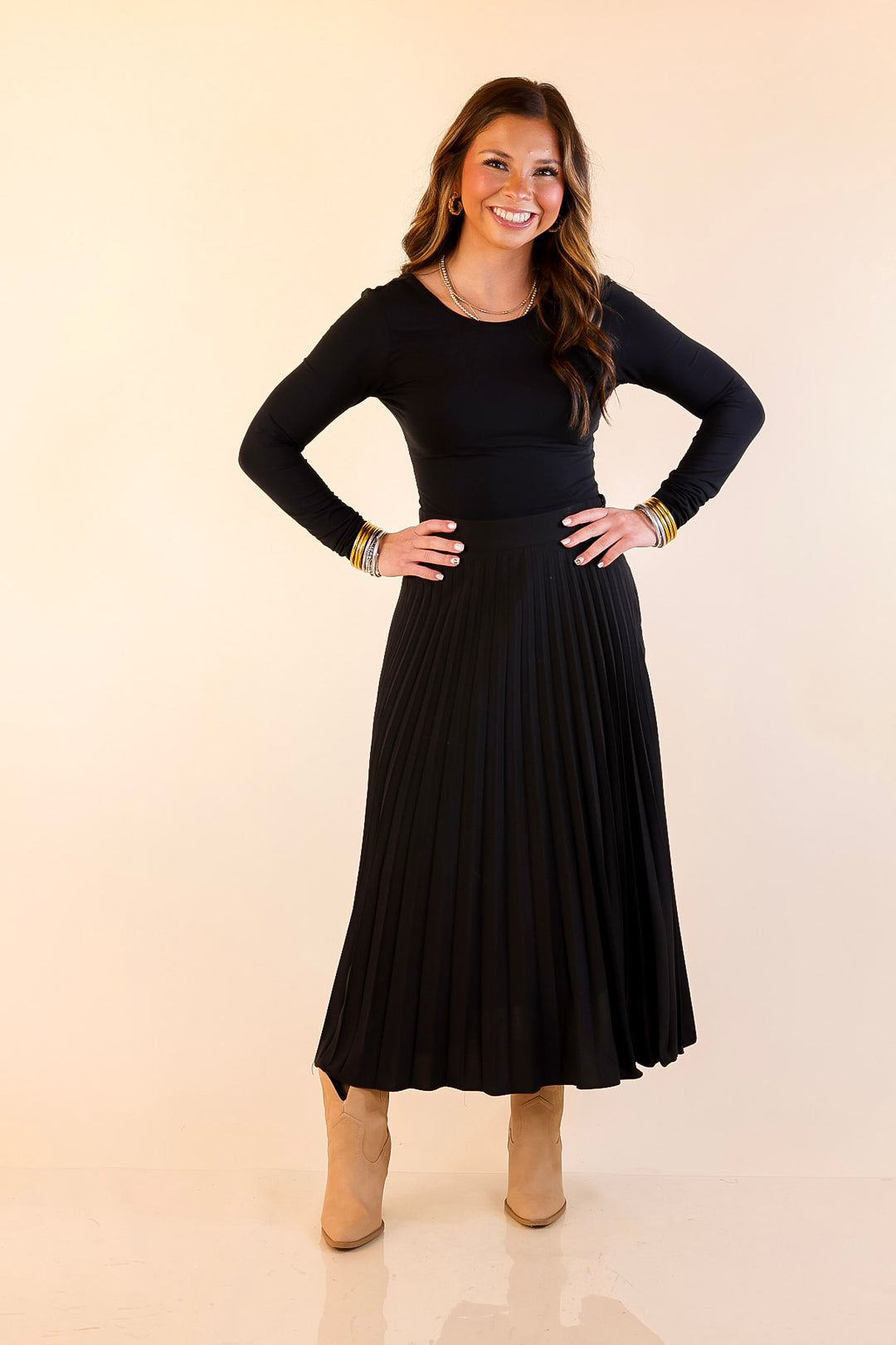 Reasons Why Pleated Midi Skirt in Black
