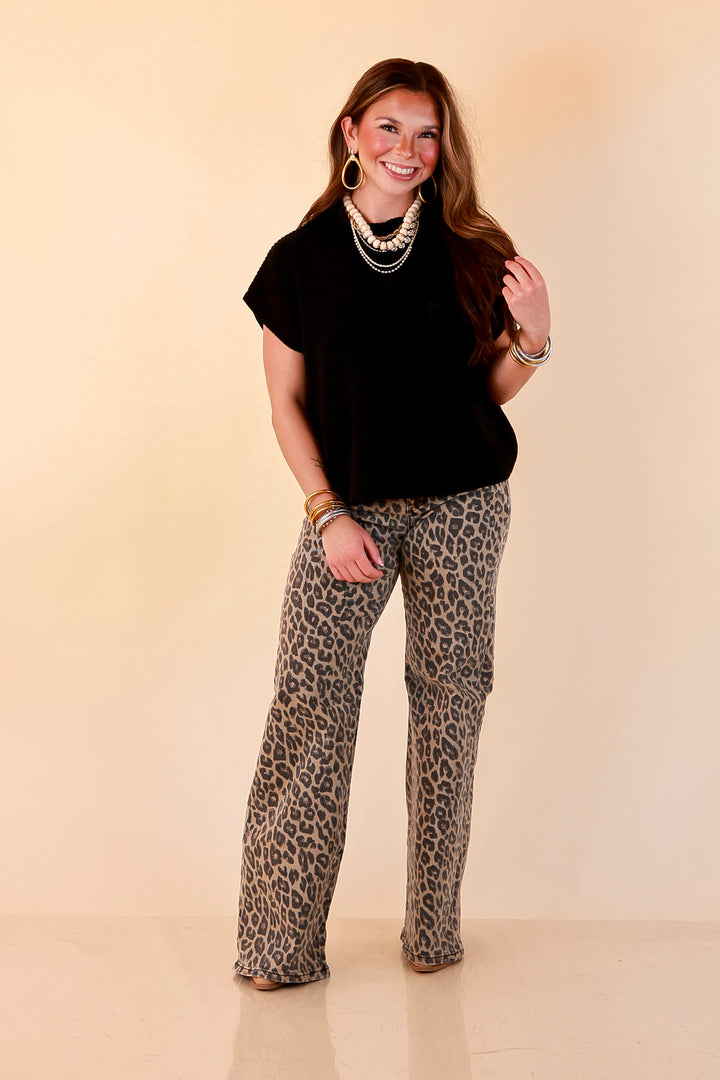 Repeat Worthy Cap Sleeve Cropped Sweater with Front Pocket in Black