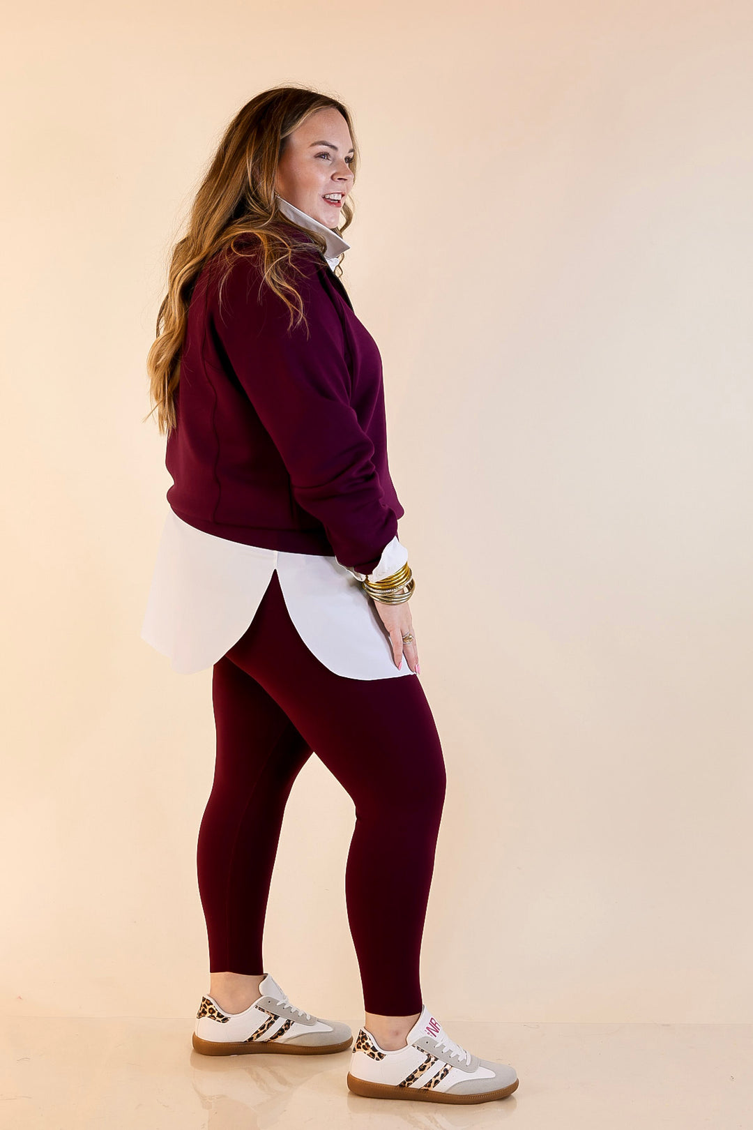 SPANX | Booty Boost® Performance and Shaping 7/8 Leggings in Plum Berry (Maroon)