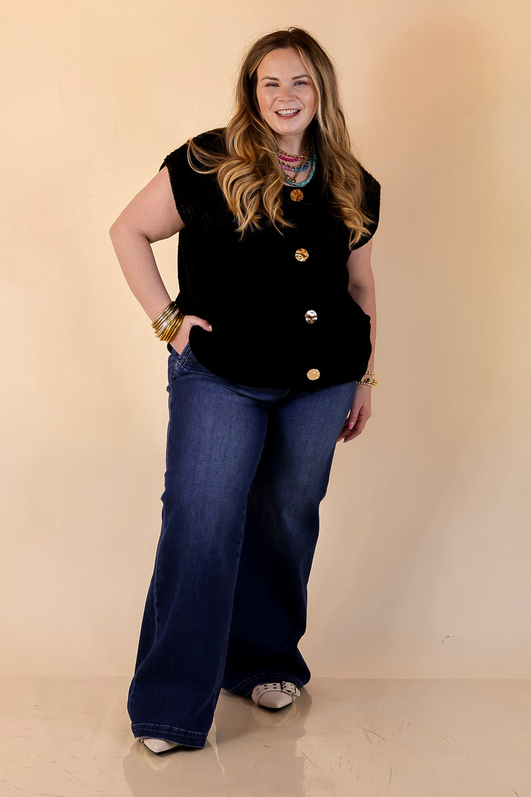 Risen | Always on Point Wide Leg Trouser Jeans in Dark Wash