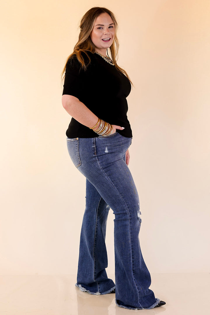 Judy Blue | The Statement Pair Button Fly Flare Jean in Medium Wash