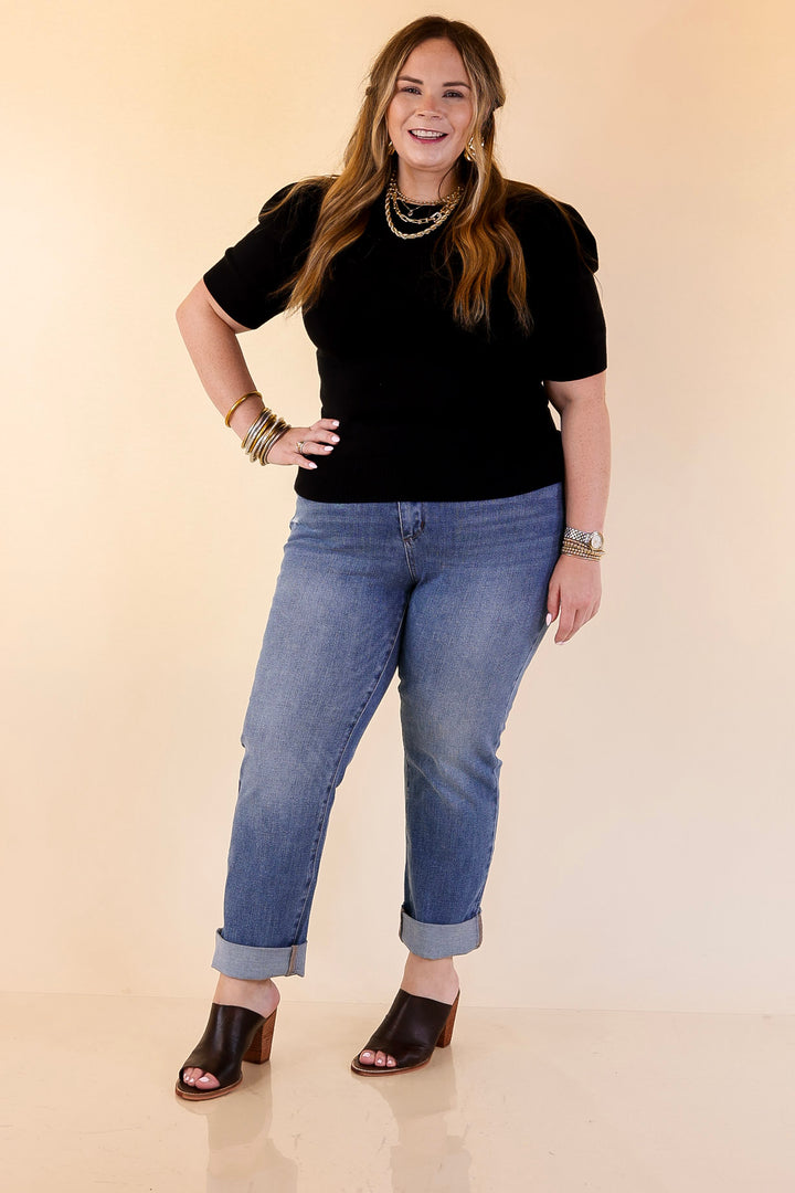 Judy Blue | The Cool Factor Single Cuff Boyfriend Denim Jeans in Medium Wash