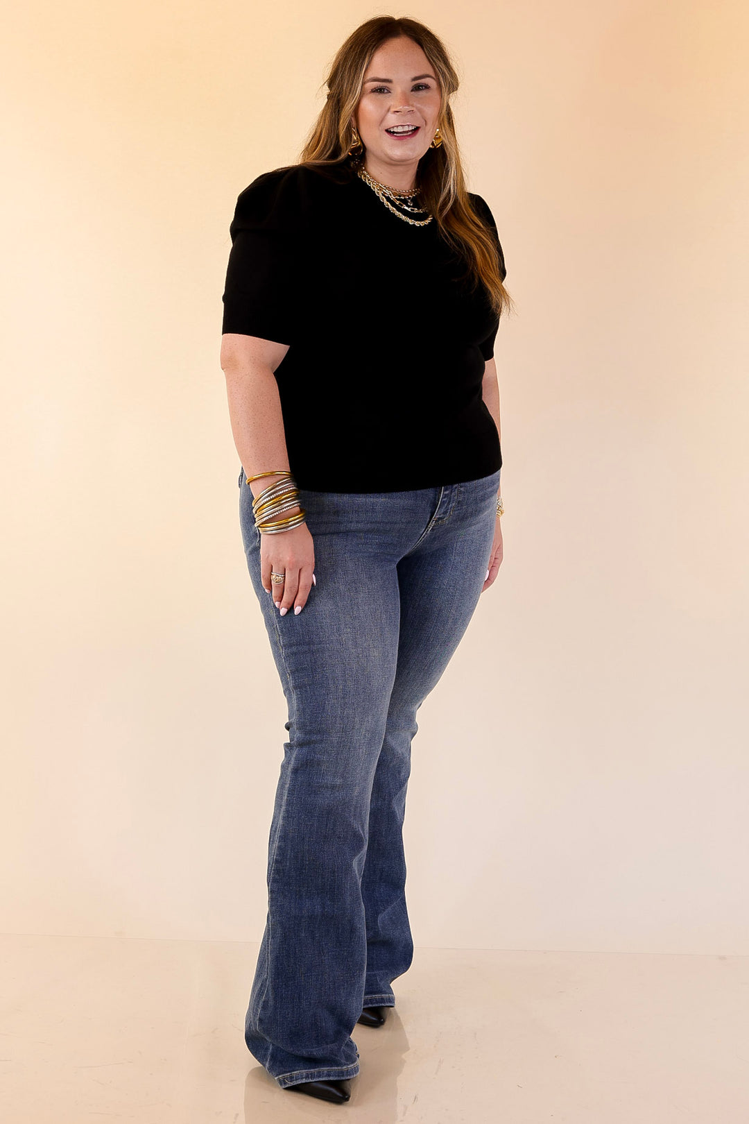 Judy Blue | Made for More Double Button Flare Jean in Medium Wash